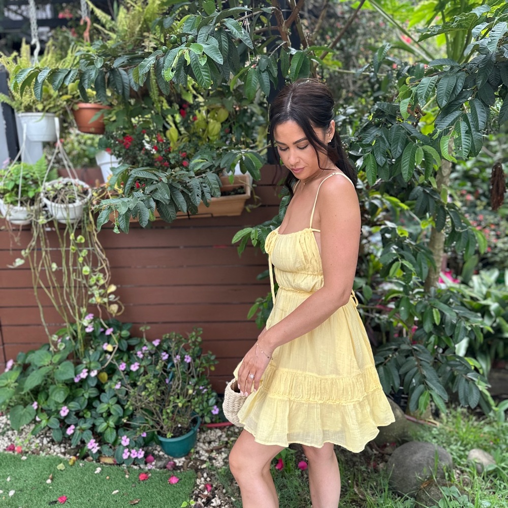 Free People Yellow Backless Dress